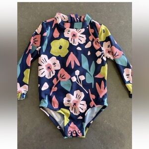 Simple Joys By Carter's Toddlers Girls One Piece Rashguard Floral Navy Size 6-9M